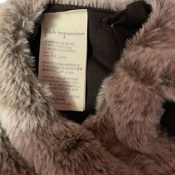 First Impressions Sleeveless Furry Gray Dress Size 12 Months - Picture 4 of 4